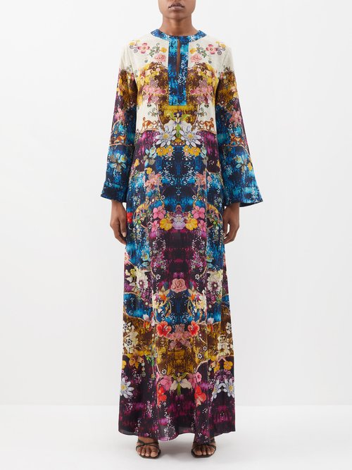 Mary Katrantzou Collins Sequin And Floral-print Silk Gown