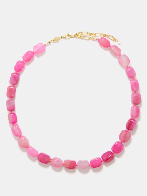 Anni Lu - Pink Lake Agate & 18kt Gold-plated Necklace - Womens - Pink Multi