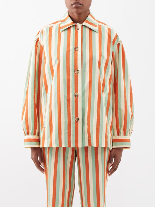 Caro Editions Fleur Striped Cotton-twill Shirt