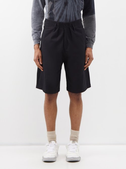 3man - Deck Cotton-flannel Shorts - Mens - Black