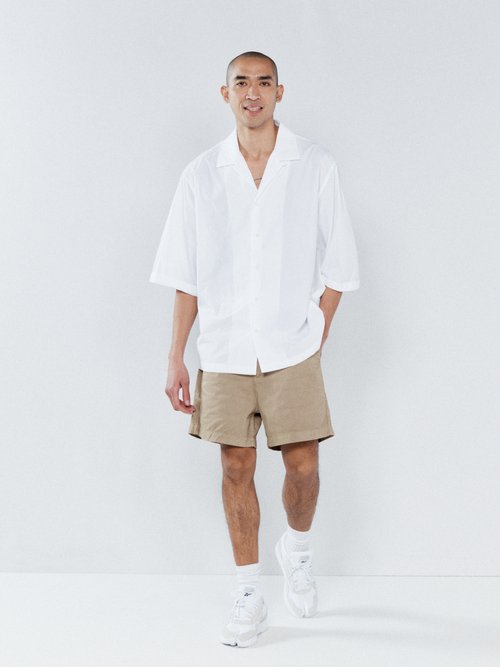 Raey - Classic Baggy Organic Cotton Shorts - Mens - Khaki