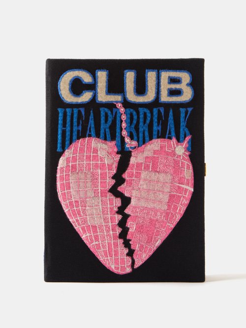 Olympia Le-tan Club Heartbreak Embroidered Book Clutch Bag In Black Multi
