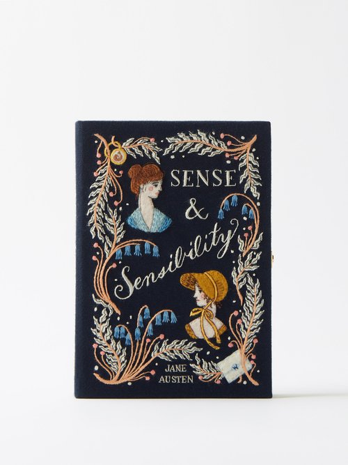 Olympia Le-tan Sense And Sensibility Embroidered Book Clutch Bag In Navy Multi