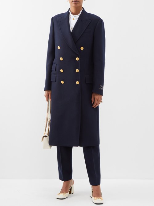 Gucci - Double-breasted Cashmere-twill Coat Navy