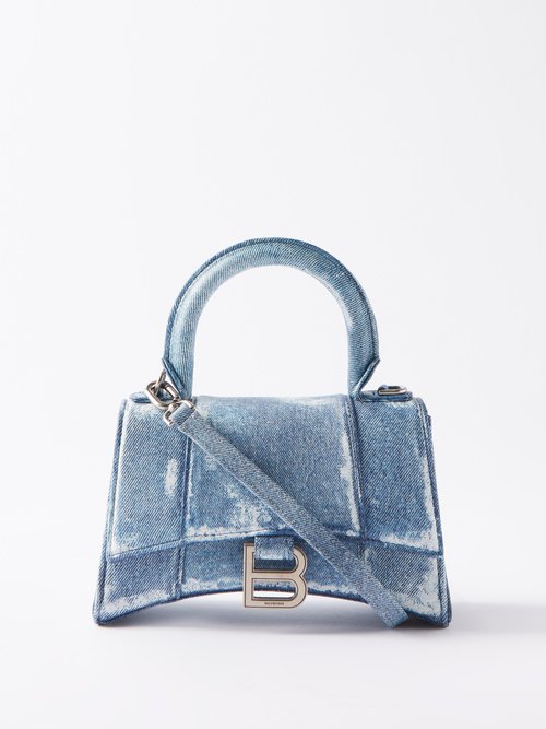 BALENCIAGA XS Hourglass Bag in Blue Grey