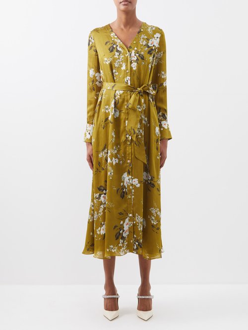 Erdem - Tyra Floral-print Crepe Midi Dress Yellow Multi