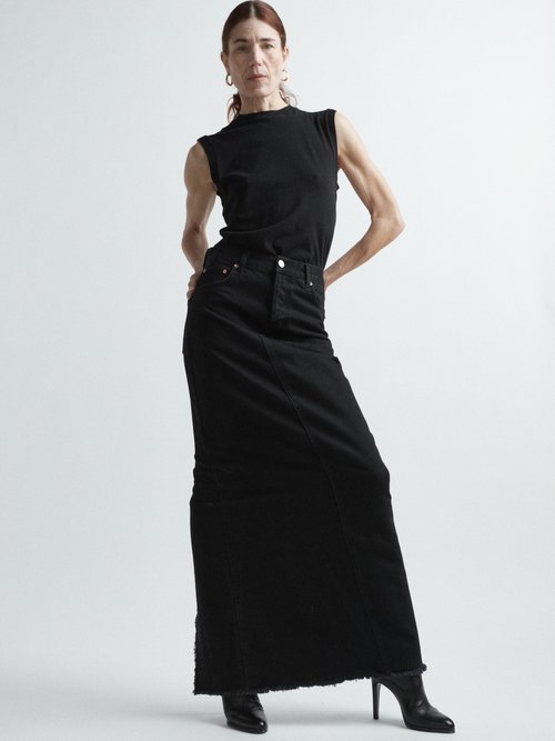 Split Back Organic-cotton Denim Maxi Skirt