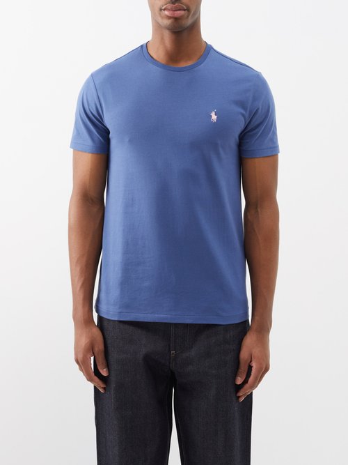 Polo Ralph Lauren - Logo-embroidered Cotton-jersey Slim-fit T-shirt - Mens - Blue Multi