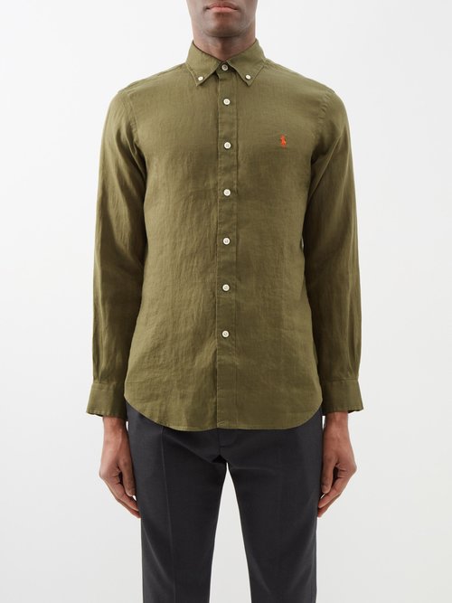 Polo Ralph Lauren Lightweight Linen Shirt In Dark Sage | ModeSens
