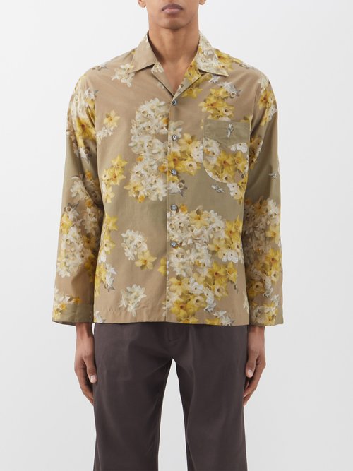 L.E.J Daffodil-print Cotton-blend Habotai Shirt