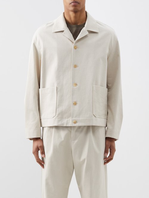 Le17septembre Homme - Cuban-collar Cotton Overshirt - Mens - White