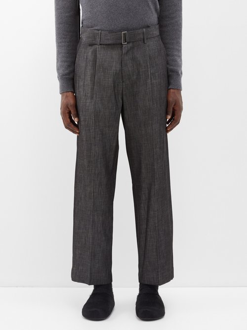 Le17septembre Homme - Pleated Cotton-denim Trousers - Mens - Black