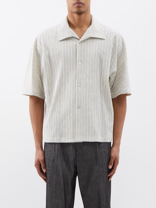 Le17septembre Homme Cuban-collar Textured Cotton-blend Shirt