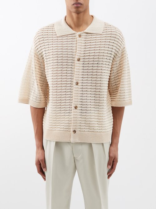 Le17septembre Homme Milan Crochet-knit Linen-blend Cardigan