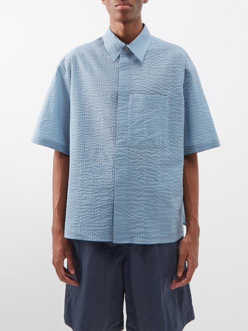 Le17septembre Homme Short-sleeved Patch-pocket Cotton-seersucker Shirt