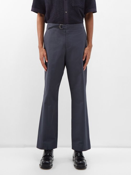 Le17septembre Homme Flat-front Belted Cotton Trousers