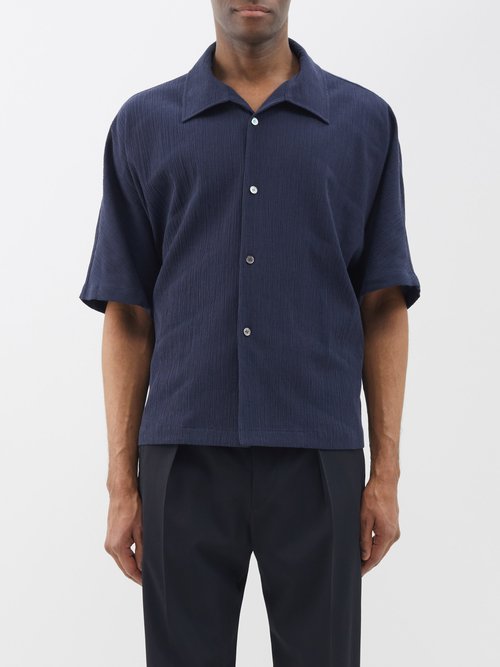 Le17septembre Homme Cotton-blend Plissé Short-sleeved Shirt