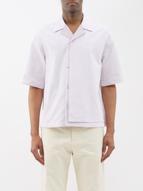 Le17septembre Homme Cuban-collar Layered-placket Cotton Shirt