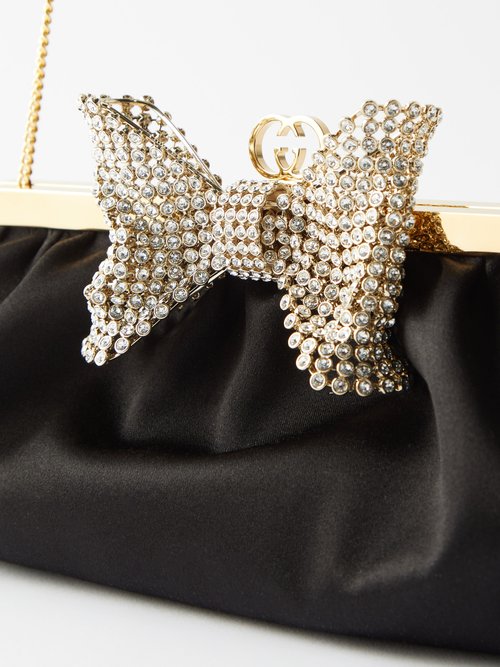 SILVER Rhinestone Embellished Bow Clutch