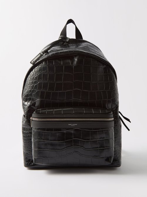 Saint Laurent - City Crocodile-effect Leather Backpack - Mens - Black