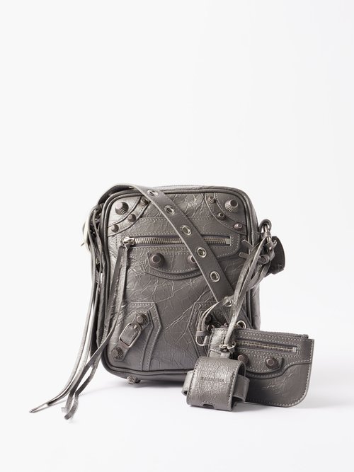 Balenciaga - Le Cagole Crinkled-leather Cross-body Bag - Mens - Grey