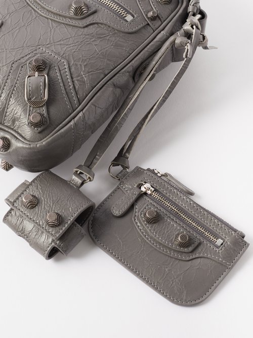 Le Cagole Leather Crossbody Bag in Grey - Balenciaga
