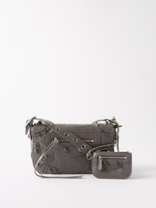 Balenciaga - Le Cagole Studded Leather Cross-body Bag - Mens - Grey