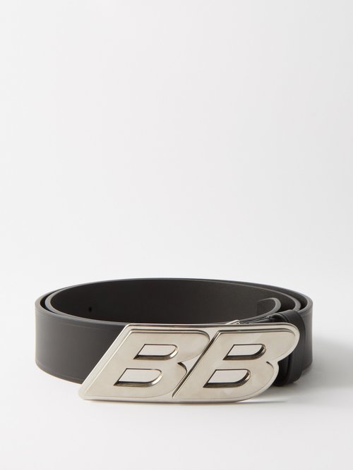 Balenciaga 3.5cm Bb Moto Leather Belt In Black