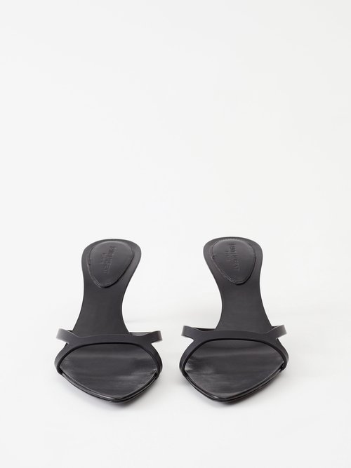 Saint Laurent Carla 60mm Leather Pointy Mules in Nero Black 37