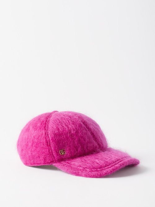 Gucci Mohair Baseball Hat With Double G In Pink