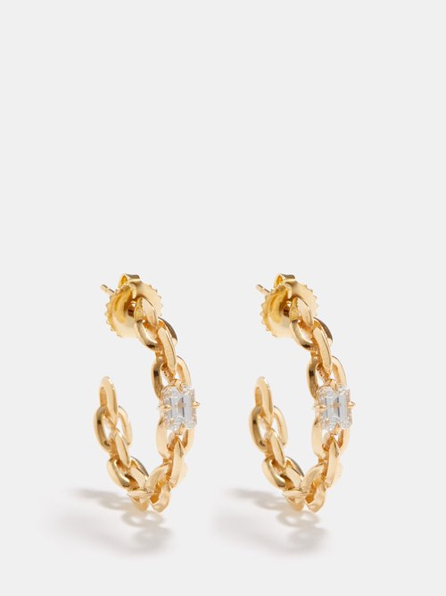 Lizzie Mandler Knife Edge Xs Diamond & 18kt Gold Earrings
