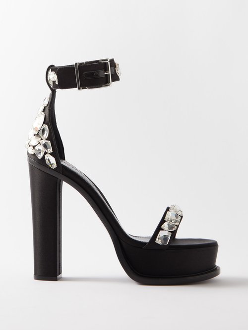 Alexander Mcqueen 120 Crystal-embellished Satin Platform Sandals In ...