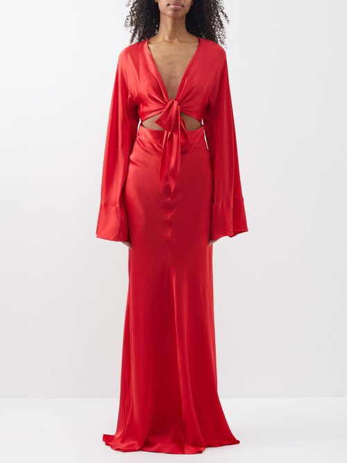 Delos Gia Cutout Silk-satin Maxi Dress