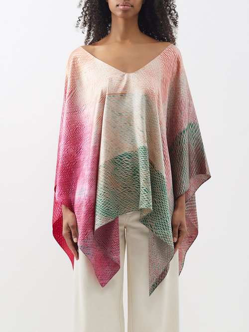 Delos Livia Shibori-dyed Silk-satin Top