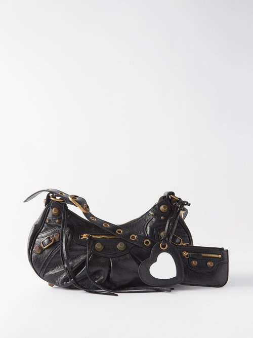 Balenciaga – Le Cagole S Crackled-leather Shoulder Bag – Womens – Black
