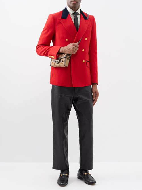 Gucci - Double-breasted Wool-blend Twill Blazer - Mens - Red