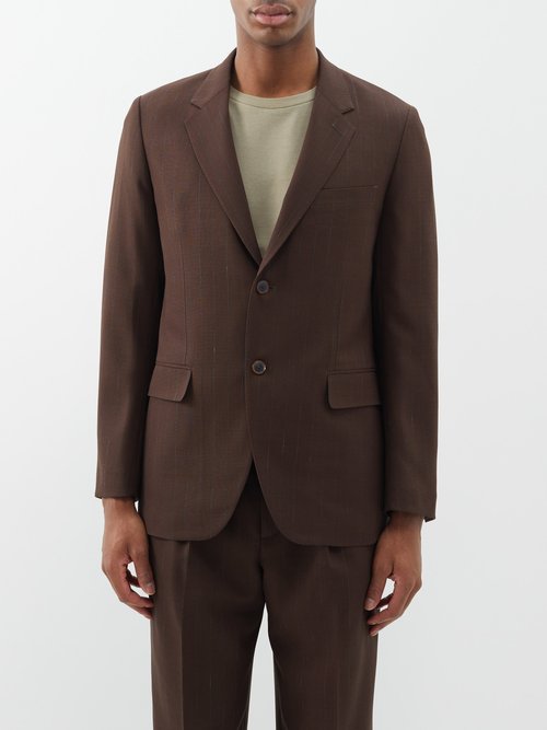 Auralee - Hard Twist Pinstriped Wool-blend Suit Jacket - Mens - Brown
