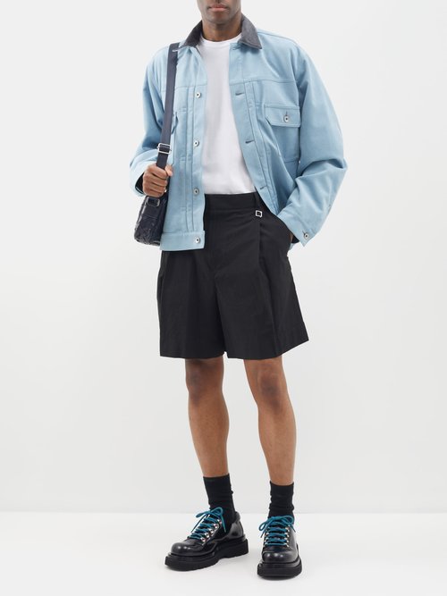 Wooyoungmi Pleated Cotton-blend Shorts In Black | ModeSens