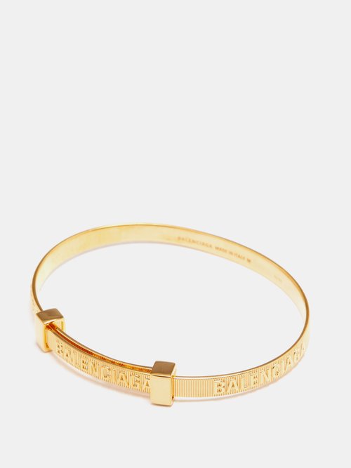 Logo-engraved Gold-tone Sterling-silver Bracelet In Yellow Gold