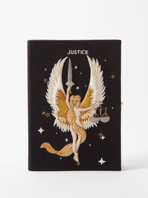 Olympia Le-tan Justice Tarot Embroidered Book Clutch Bag In Black