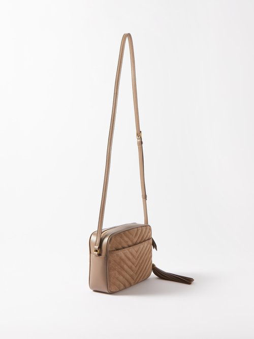 Crossbody bag in quilted suede leather