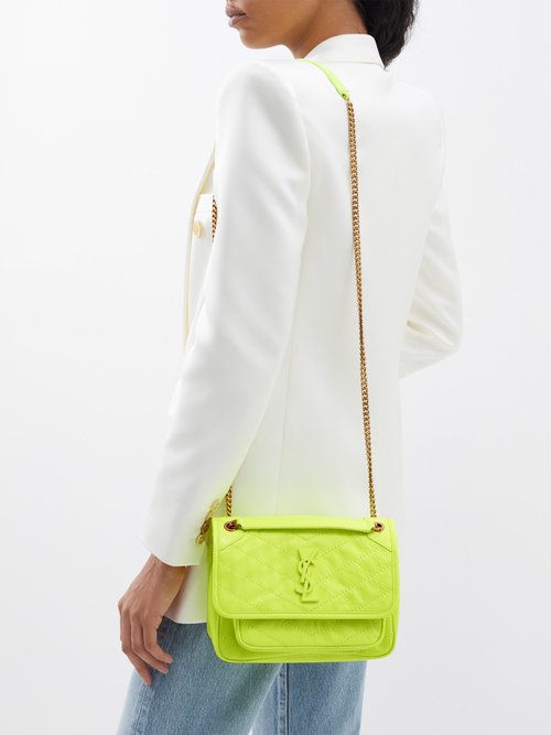 Saint Laurent Medium Niki Matelassé Leather Shoulder Bag Yellow