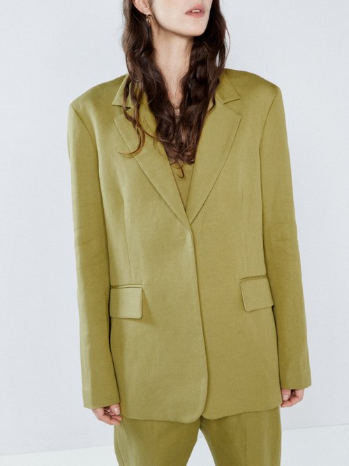 Raey - Relaxed Ramie And Cotton-blend Suit Jacket - Womens - Green