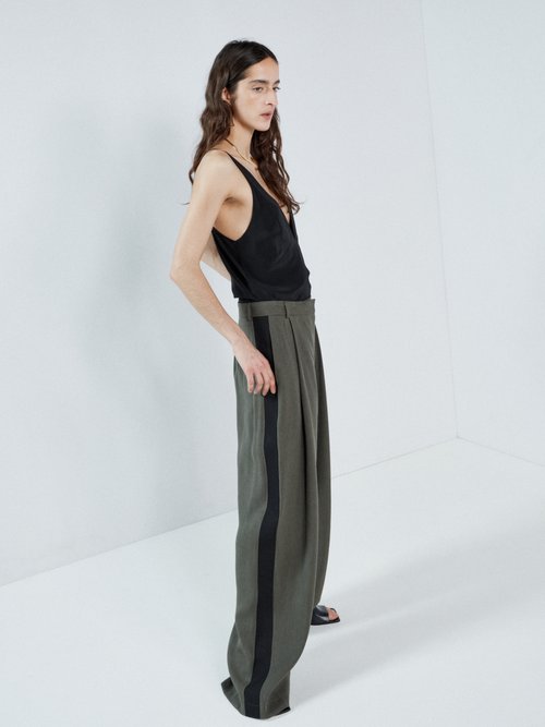 Raey - Stripe Side Tailored Trousers - Womens - Khaki