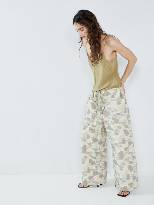 Raey - Camo-print Patch Pocket Cotton-blend Trousers - Womens - Camouflage