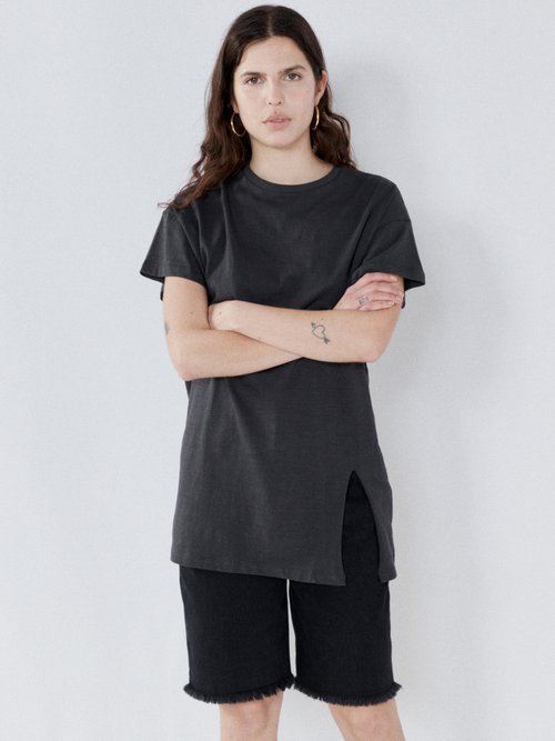 Raey - Ripped Cotton T-shirt - Womens - Grey