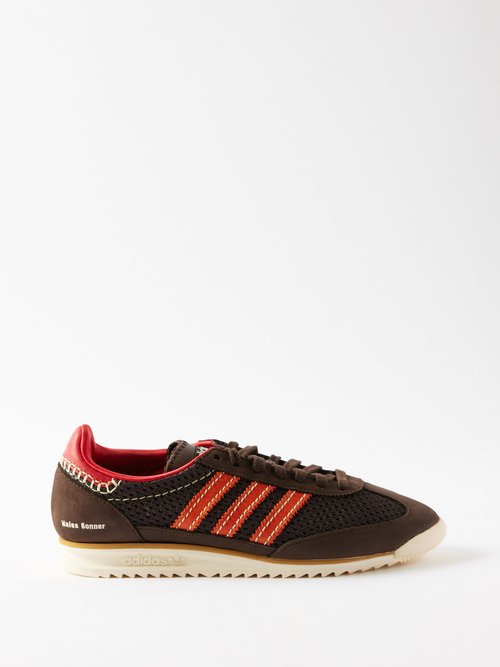 Adidas X Wales Bonner Sl72 Leather-trim Knit Trainers In Brown