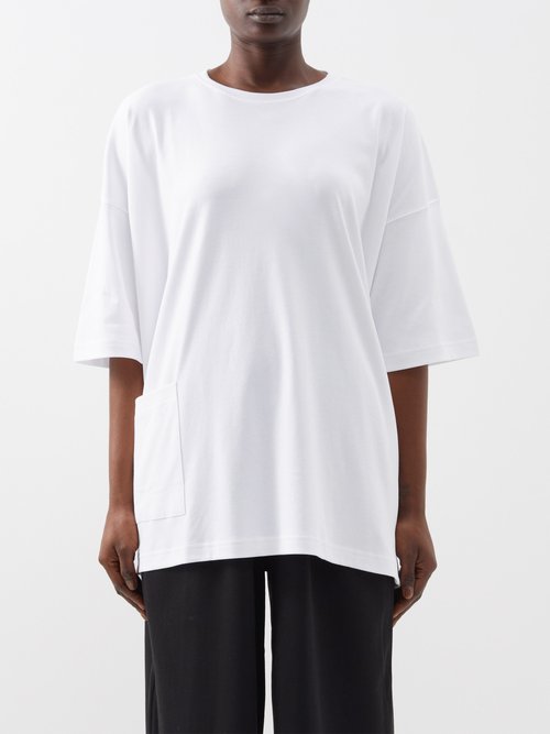 Eskandar - Round-neck Cotton-jersey T-shirt - Womens - White