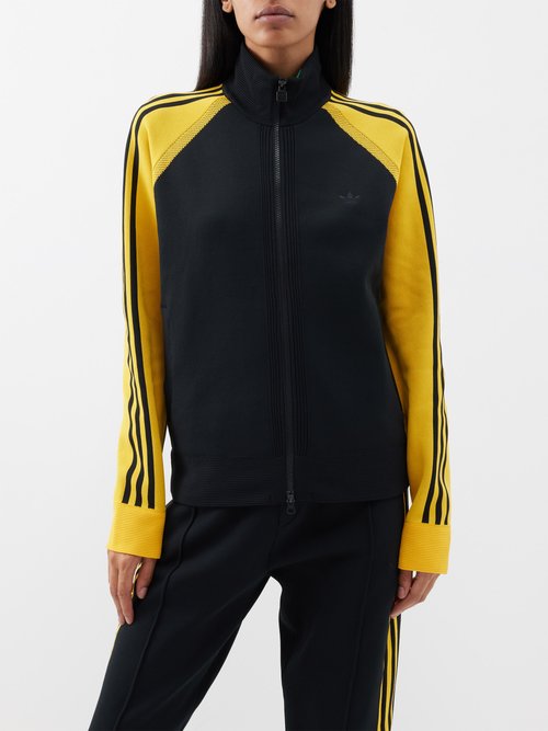 Adidas X Wales Bonner Crochet-trim Recycled-jersey Track Jacket In Black Yellow
