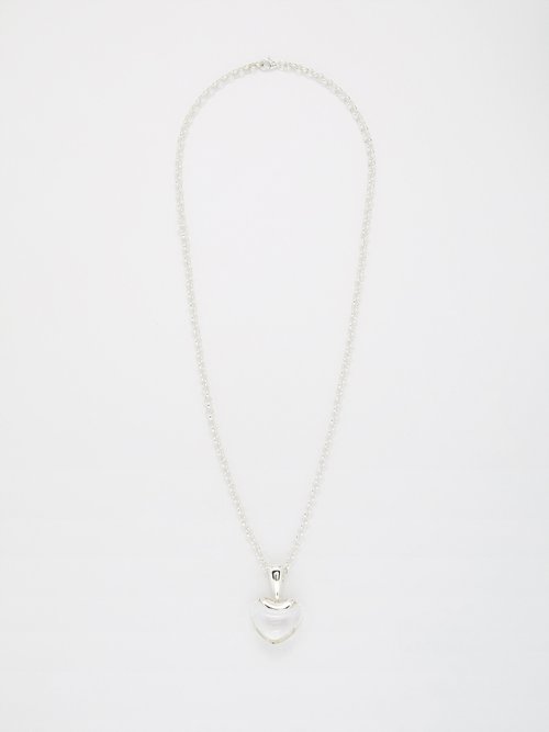 Annika Inez Stone Heart Quartz & Sterling-silver Necklace In Silver Multi